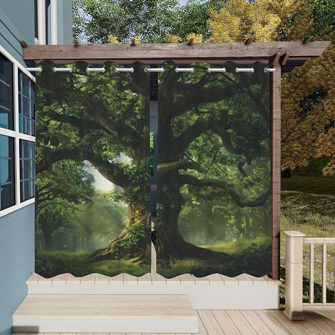 Outdoor Curtain Panels, Waterproof Polyester, 2 Pack, 36 x 84 Inch, Green
