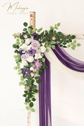 Artificial Flowers Arch Kit, 4 Pieces, Violet and Champagne Silk