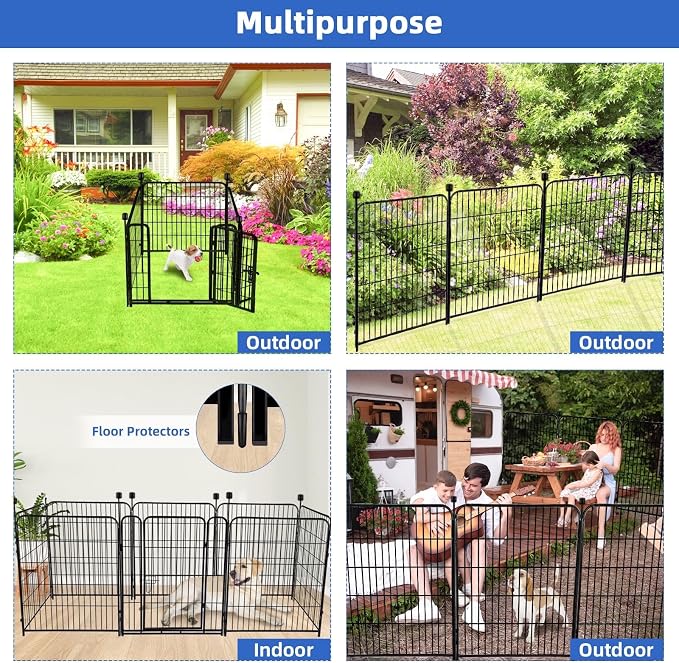 ADAVIN Tall Garden Fence with Gate, 48 in 4 Panels Heavy Duty Iron Metal - Image 6