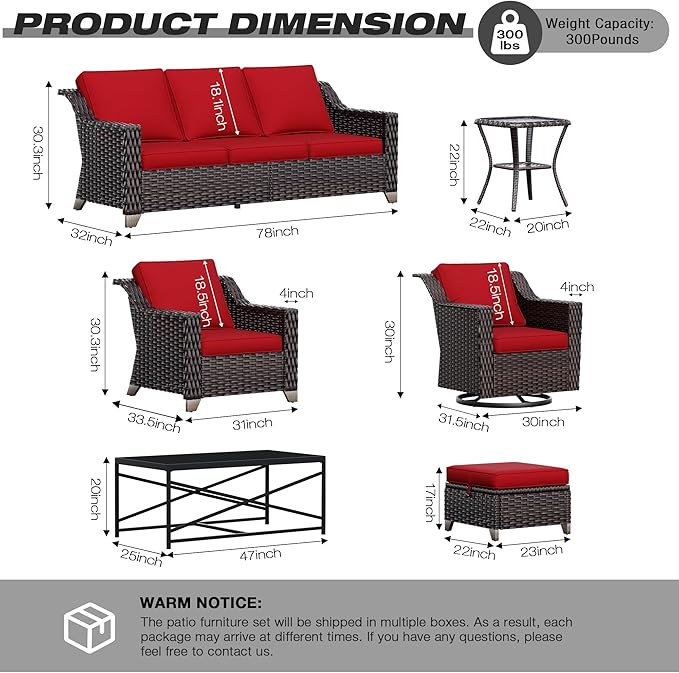 Joyside Wicker Patio Furniture Sets, 8 Pieces Upgraded Large Size Outdoor - Image 2