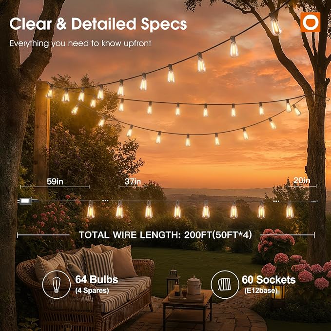 addlon 200FT Outdoor String Lights - Image 5