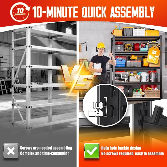 Garage Shelving-2050 lbs 5 Tier Storage Shelves, Adjustable Heavy Duty Metal - Image 6