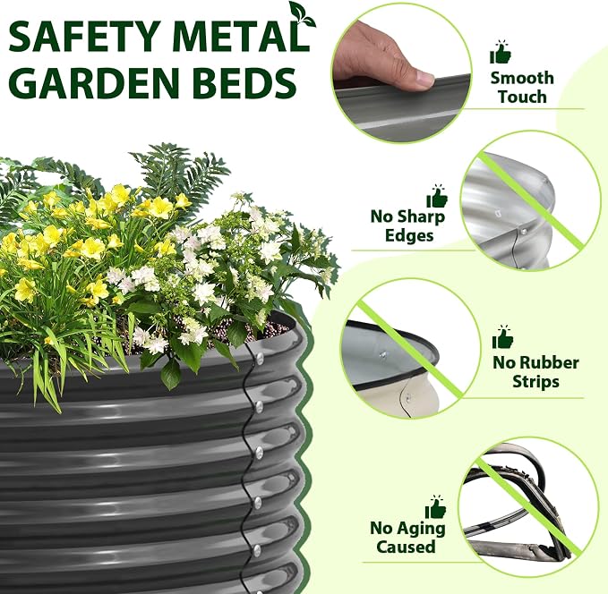 A ANLEOLIFE 8-Pack 4X4X1.5ft & 74x74x18in Deep Root Galvanized Raised Garden - Image 5
