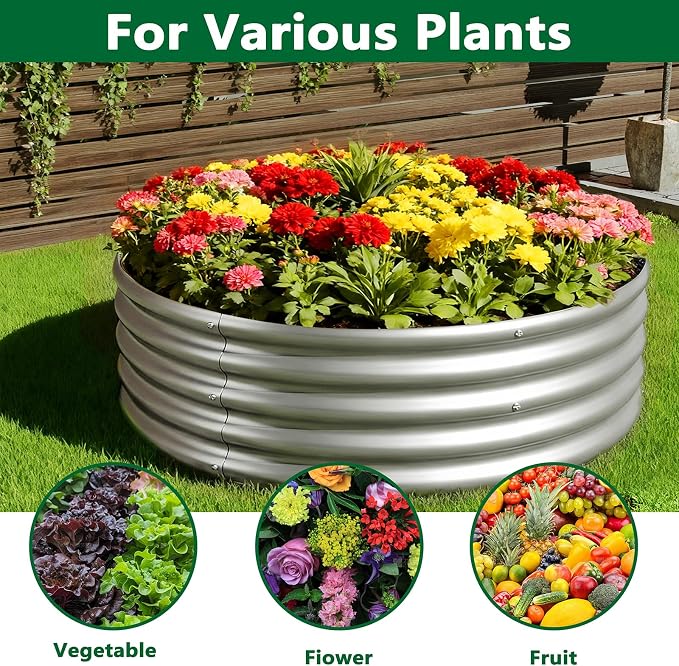 zizin 2 Pack Galvanized Raised Garden Bed Metal Round Raised Garden Beds - Image 5
