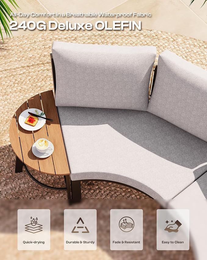 Outdoor Aluminum Round Coffee Table, All-Weather Patio Coffee Tables - Image 4