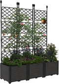 3 PCS Raised Garden Bed with Trellis, Patio Privacy Screen & Balcony Garden by MegaChoice