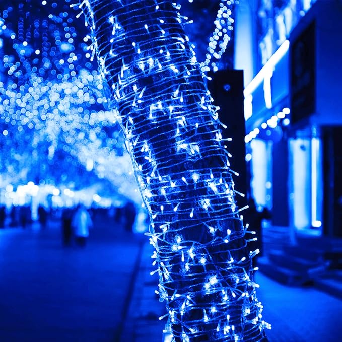 String Lights, 163 ft Blue Christmas Light Set with 500 LEDs for Outdoor Use