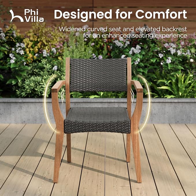 PHI VILLA 7 Pieces Acacia Wood Outdoor Dining Set - Image 5