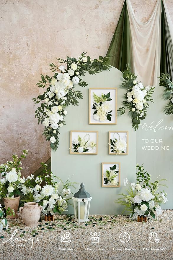 Silk Wedding Centerpieces Set of 4, 17.5 Inch Artificial Flower Arrangements