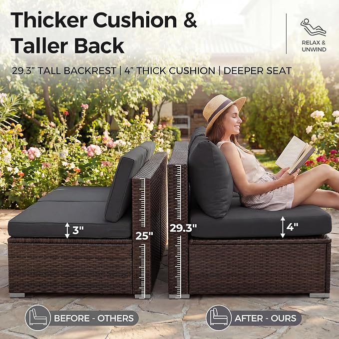 NICESOUL 7 Piece Large Size Outdoor Patio Furniture Set - Image 7