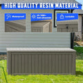 Deck Box, Grey Resin Outdoor Storage with Lockable Lid