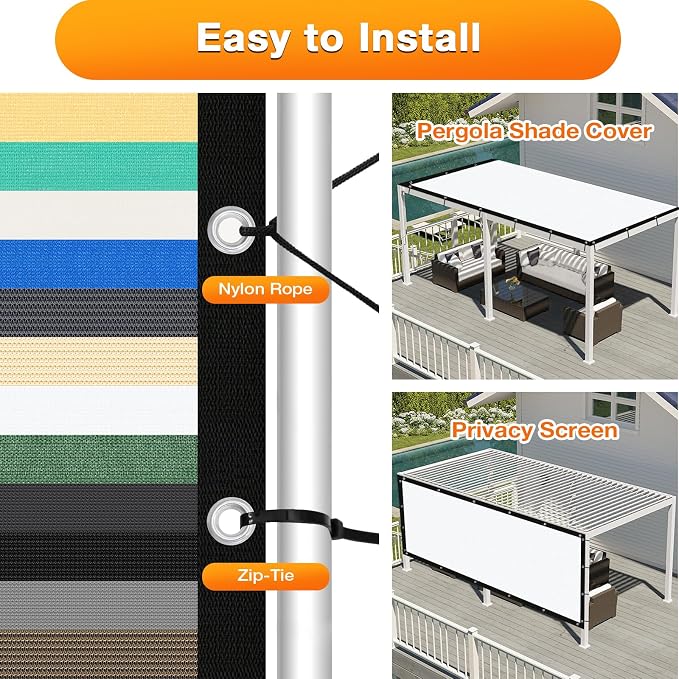 Artpuch Outdoor Pergola Shade Cover 9' X 11' Sun Shade Cloth - Image 5