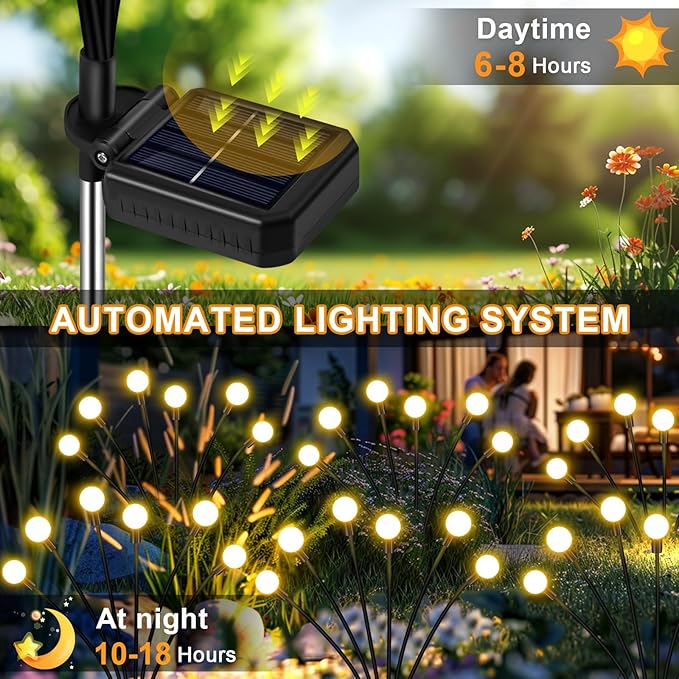 Solar Garden Lights Outdoor, 4 Pack 32LED Swaying Light Waterproof Solar Lights - Image 6
