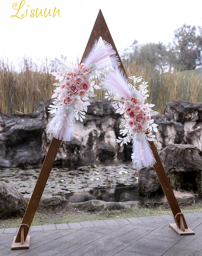 Artificial Flowers for Wedding Arch, Salmon Pink Silk Swag Set