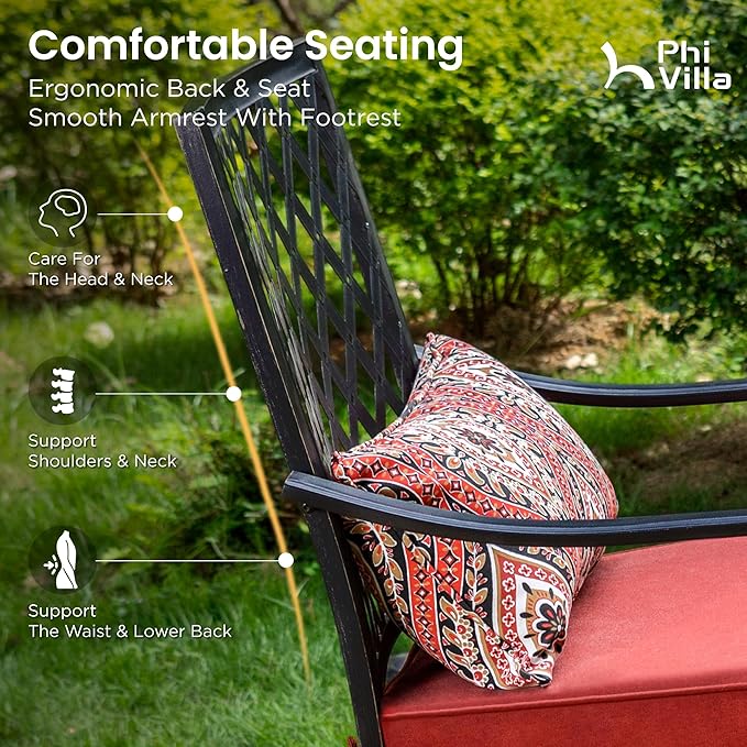 PHI VILLA 3 Piece Outdoor Bar Furniture Set, Counter-Height Patio Bistro Table - Image 5