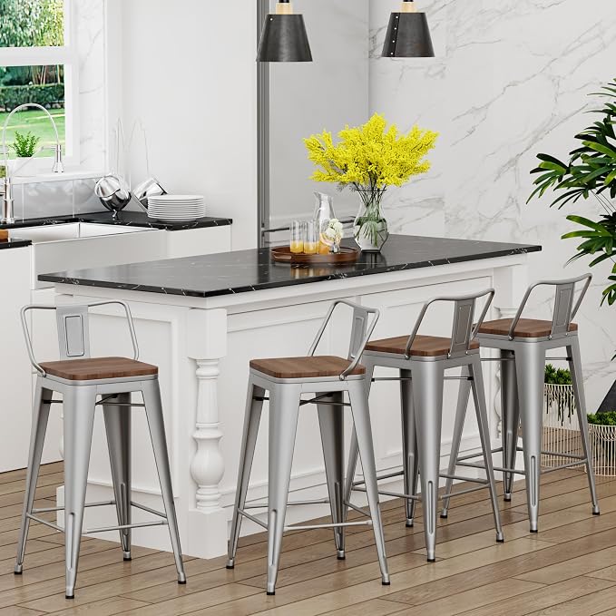 Yongchuang 24 inch Barstools Set of 4 Counter Height Bar Stools Farmhouse - Image 2