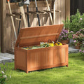 Deck Box, 58 Gallon Brown Solid Wood Patio Storage Bench