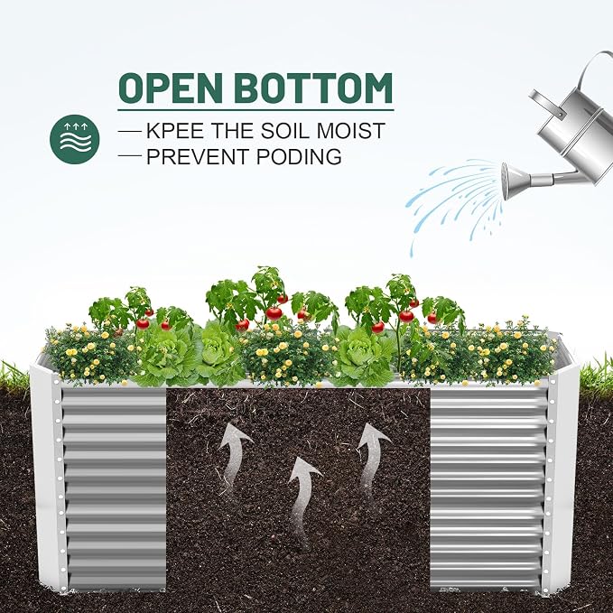 Land Guard 8x4x3ft Rectangular Galvanized Raised Garden Beds, Large-Capacity - Image 6