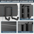 Storage Rack Wall Mount Garden Tool Organizer, 15 Hooks, Black