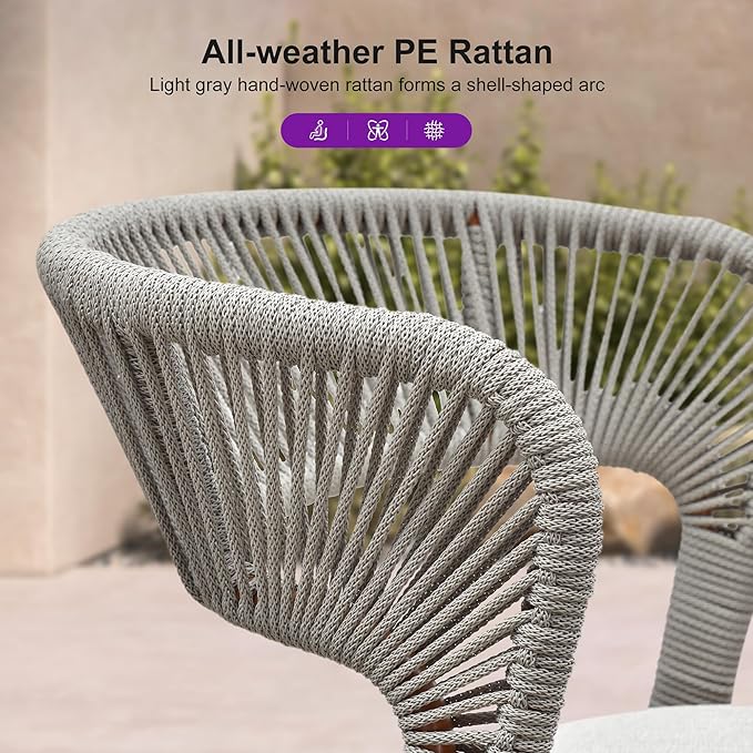 PURPLE LEAF 5 Pieces Oversize Round Patio Dining Set Outdoor Furniture - Image 3