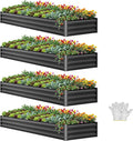 YITAHOME 4pcs 12x4x1 ft Galvanized Raised Garden Bed Kit, Large Metal Planter by YITAHOME