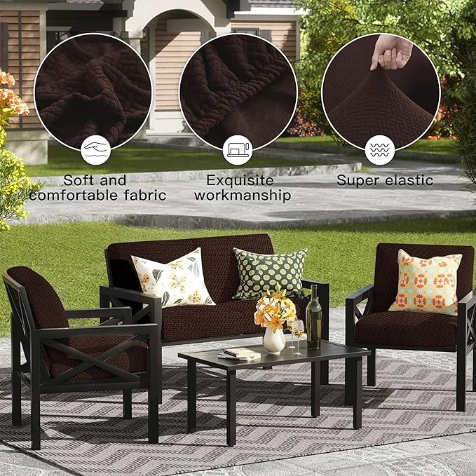 Cushion Covers for Outdoor Patio Furniture, 8-Piece Coffee, Water-Repellent