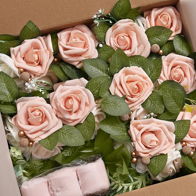 Artificial Pew Flowers, Pink Wedding Aisle Chair Decor, Set of 10