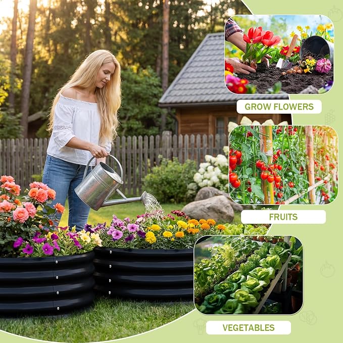 AHEONLAR 3 Pack 2x2x1 ft Round Galvanized Raised Garden Bed Kit Round Metal - Image 4