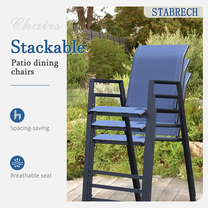Outdoor Bar Stools Set of 2, Bar Height Chairs - Image 5