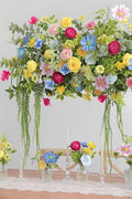 Artificial Flowers Bulk Set, 25 Rainbow Heads with 30 Stems and 13 Leaves
