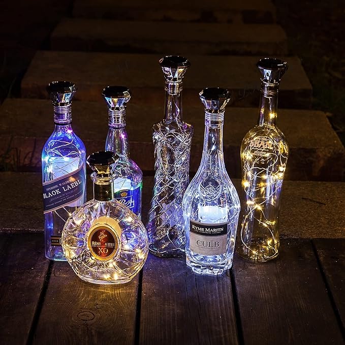 Solar String Lights for Wine Bottles, 20 Cool White Fairy Lights