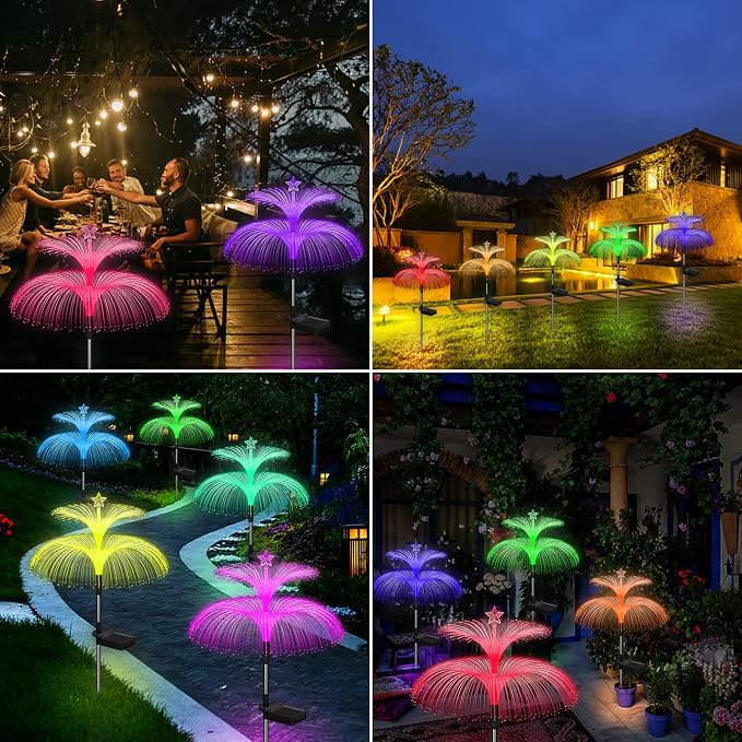 Solar Garden Lights 3 Pack New Upgraded Solar Lights Outdoor Waterproof 7 Color - Image 5