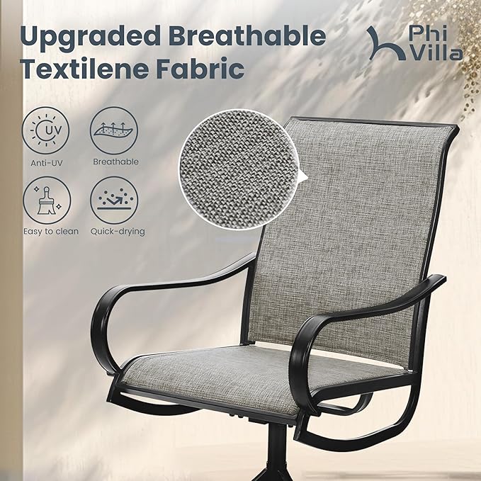 PHI VILLA Patio Dining Set 5 Piece, 4 Breathable Textilene Swivel Patio Chairs - Image 3