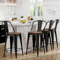 Yongqiang 26 inch Bar Stools Set of 4 Black Metal Counter Height Stools Modern by lightupyourlife
