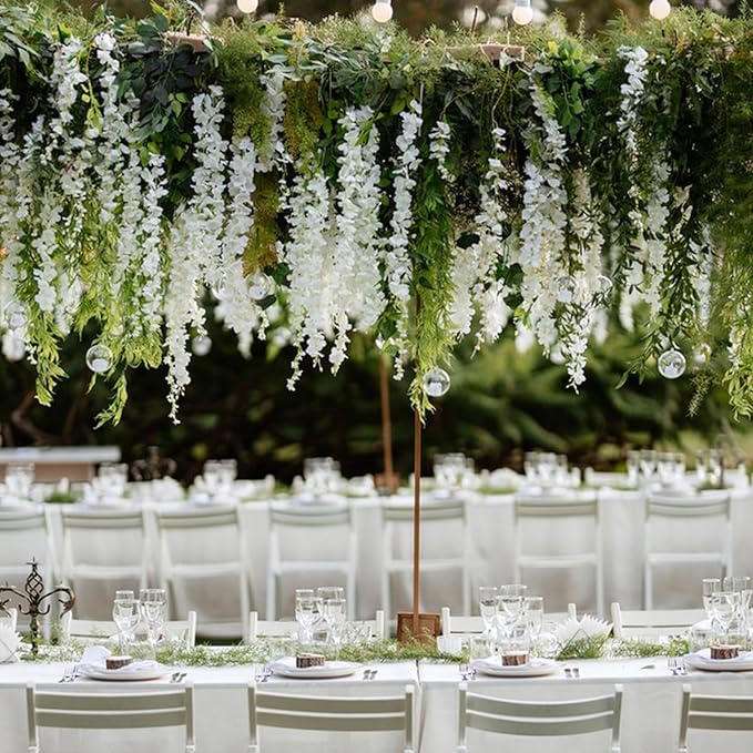 Artificial Flowers: 150 White Silk Wisteria Vines, 3.6 Ft Each