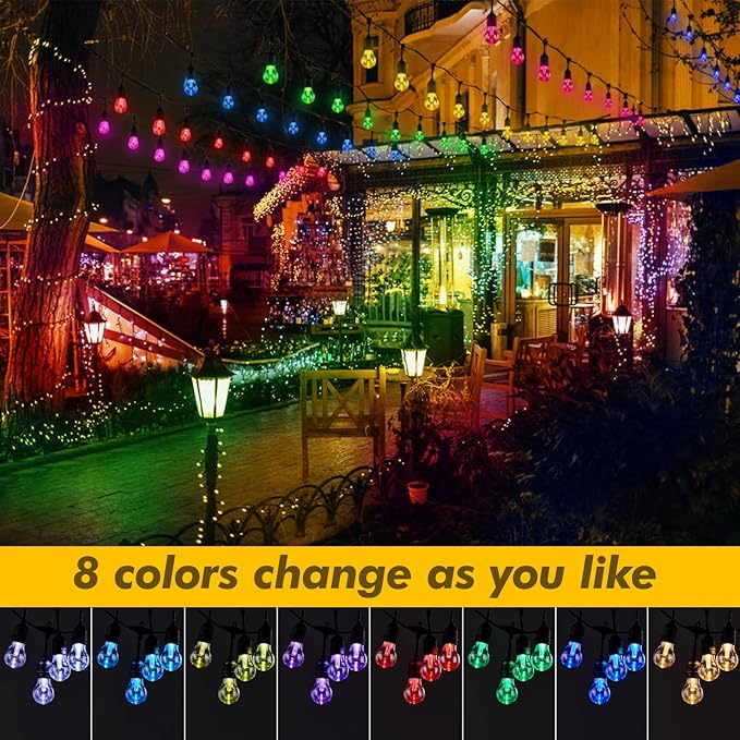 Solar String Lights, Outdoor 8-Color LED with 6 Modes