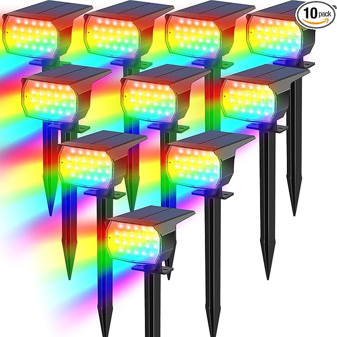 Solar Color Changing Spot Lights Outdoor Waterproof Colored RGB Solar Powered by TadyrealSolarLights