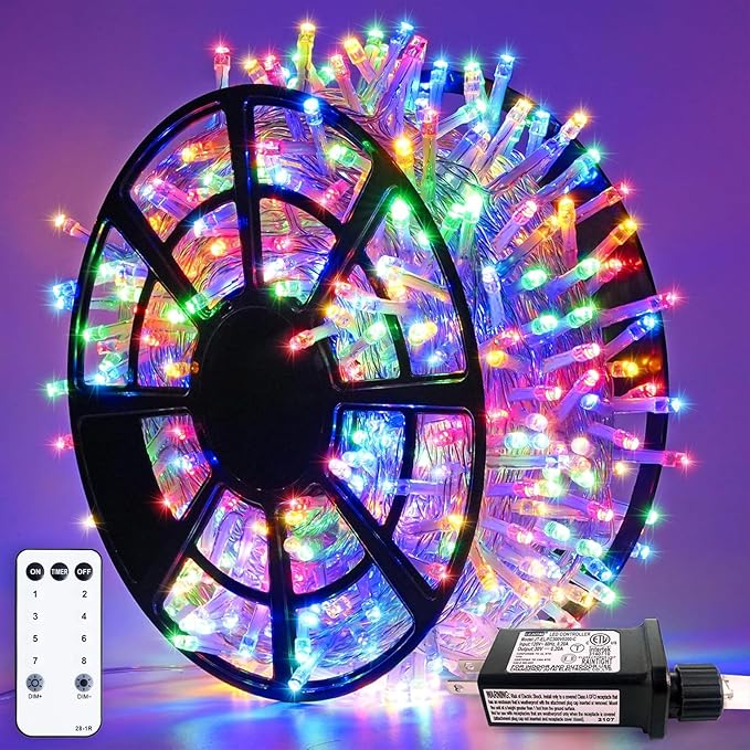 String Lights, 163 ft 500 LED Multicolor for Outdoor Christmas Decor