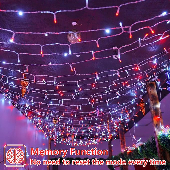 String Lights 500 LEDs, 165ft Red and White, Outdoor Waterproof