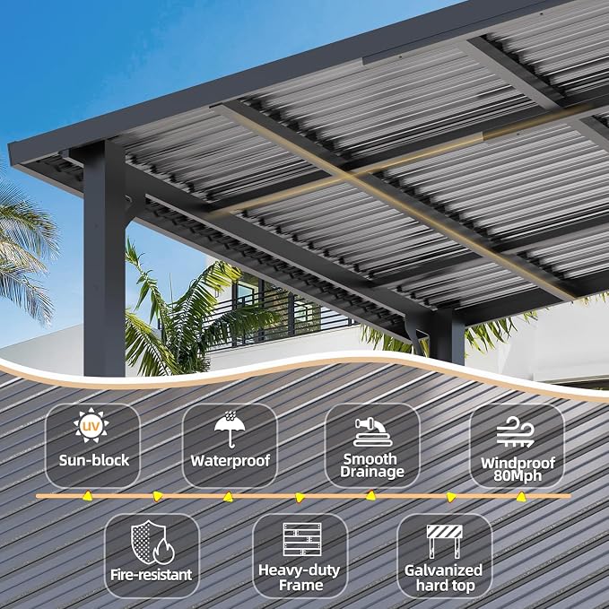 AECOJOY 14' x 10' Outdoor Hardtop Gazebo Pergola - Image 2