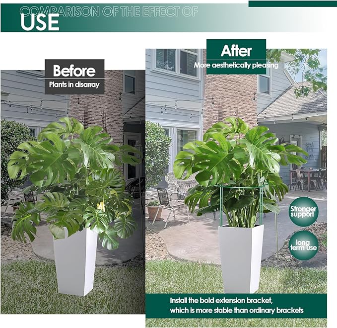 Plant Support Cages, 12 Half Round Green Iron Stakes with Ties