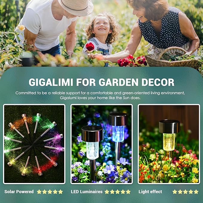 GIGALUMI Solar Lights Outdoor Waterproof, 20 Pack Multicolor, Garden Decor - Image 2