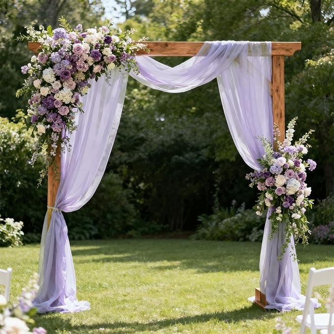 Outdoor Curtains: Lavender Sheer Chiffon Arch Drapes, 2 Panels 29 in x 18 ft