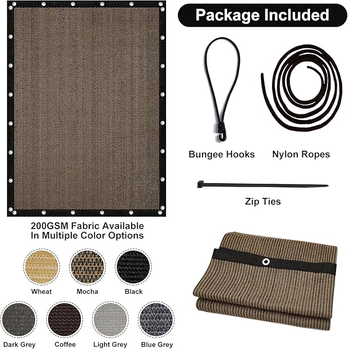 Artpuch 90% Sun Shade Cloth, 6 x 6 FT Pergola Shade Cover Canopy - Image 7