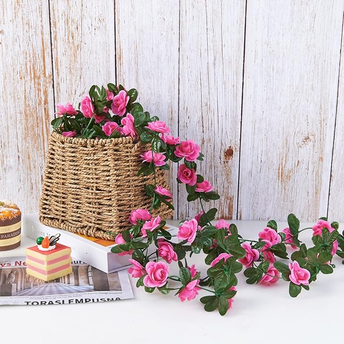 Artificial Flowers Spring Magenta Silk Rose Garland, 8 Vines at 8.2 ft