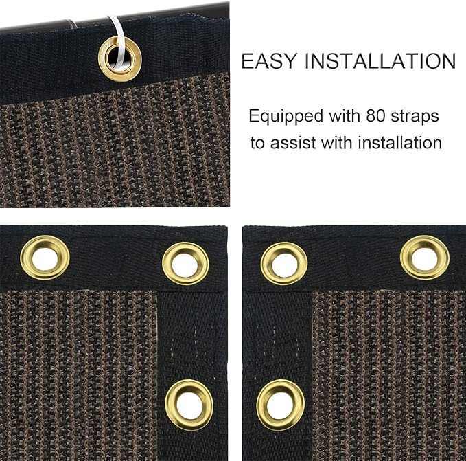 Garden Privacy Screen Mesh, 5 ft x 50 ft Brown HDPE Fabric