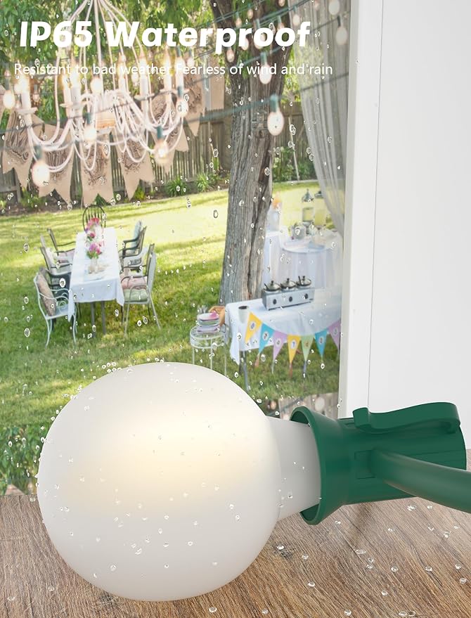 Globe String Lights 25 Ft with 27 Frosted White G40 LED Bulbs