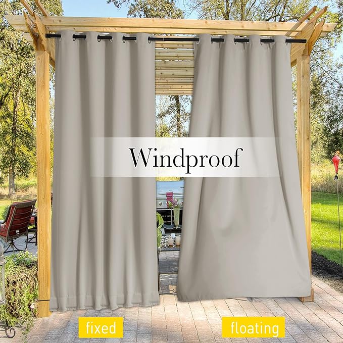 NICETOWN Outdoor Curtains for Patio Waterproof 108 inches Long 2 Panels - Image 6