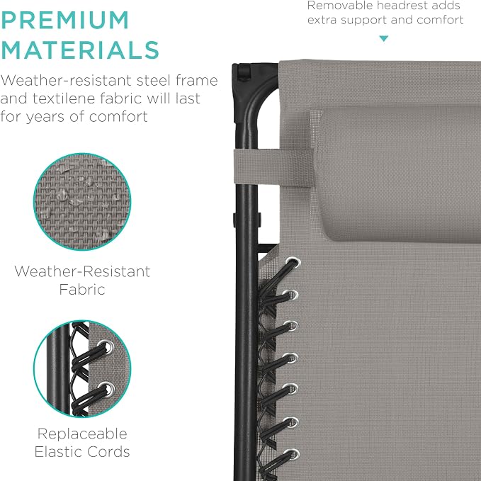 Best Choice Products 30” Wide Folding Zero Gravity Outdoor Recliner Patio - Image 7