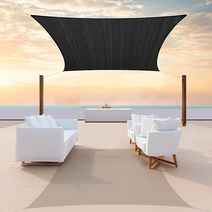 ColourTree TAPR1616 Custom Size 10' x 19' Black Sun Shade Sail Canopy UV Block by ColourTree